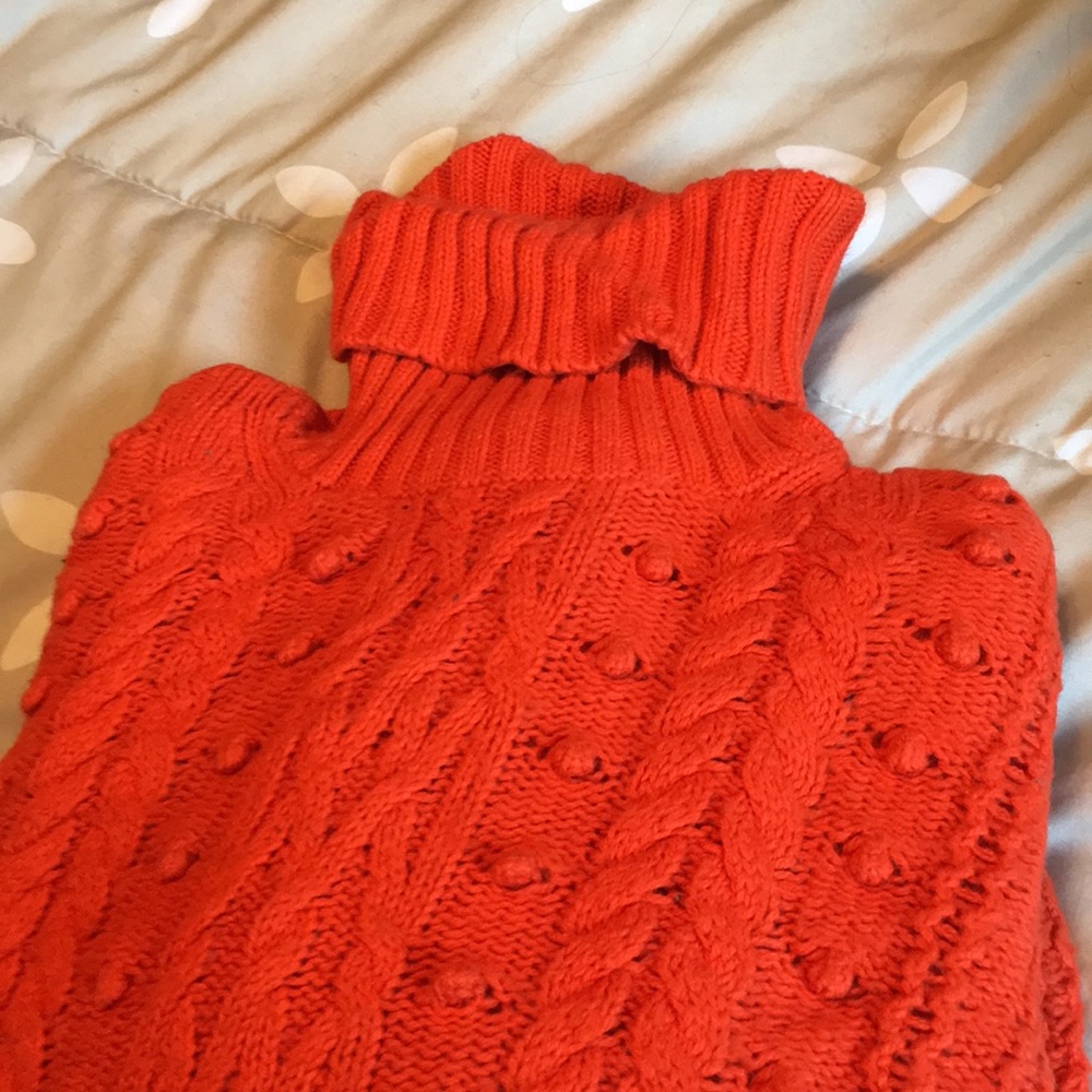 Orange Cable Knit Turtleneck Sweater